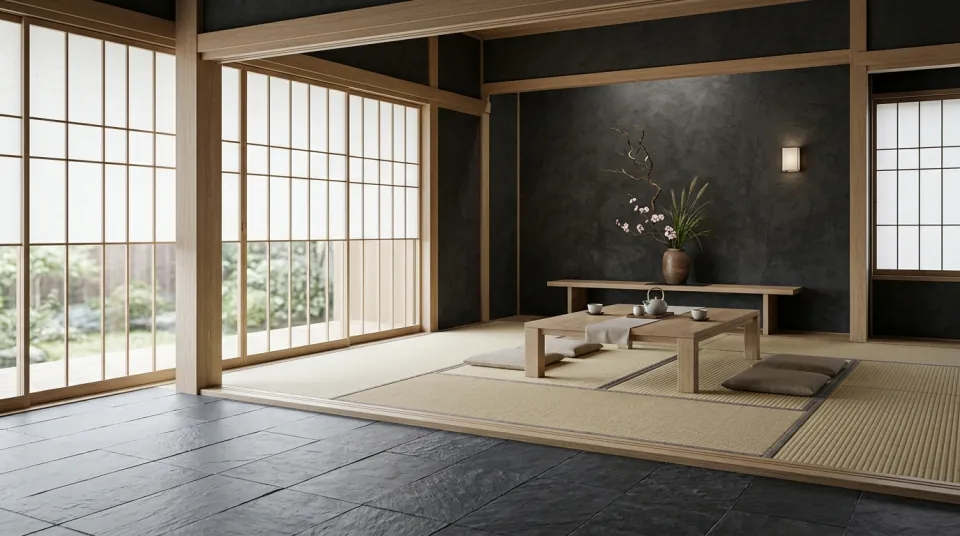 Japandi interior render